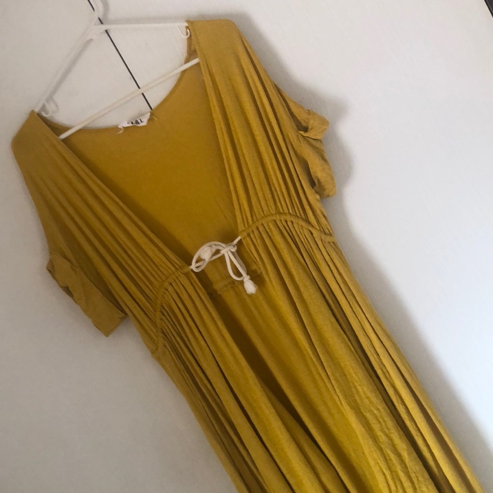 Woman’s fall long mustard yellow kimono cardigan